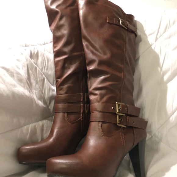 VANGELO Heeled Knee High Dress Boots Brown - Picture 6 of 16